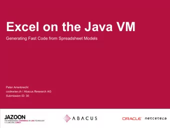 Excel on the Java VM  Generating Fast Code from Spreadsheet Models  Peter Arrenbrecht  codewise.ch