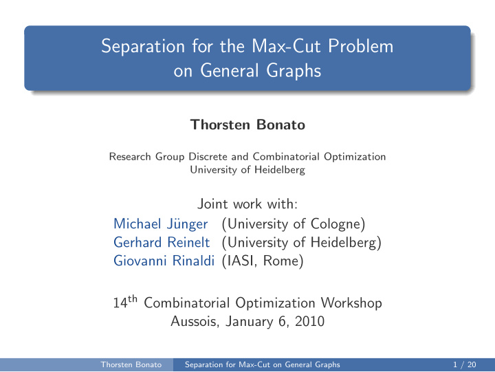 separation for the max cut problem on general graphs