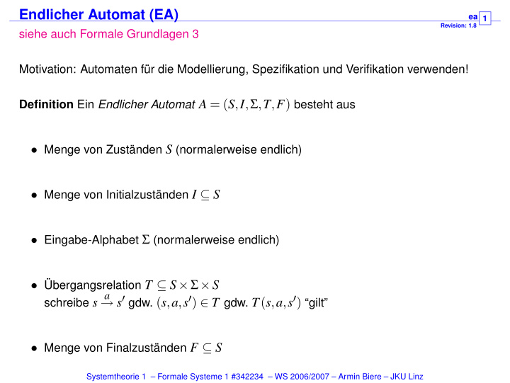 endlicher automat ea