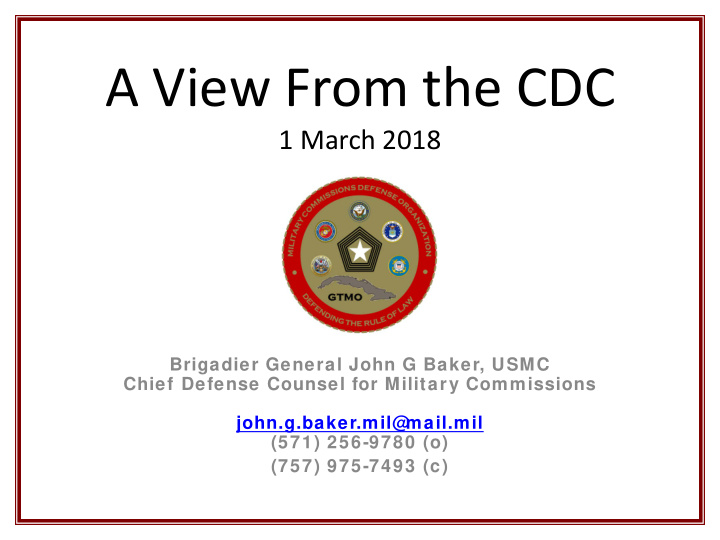 a view from the cdc