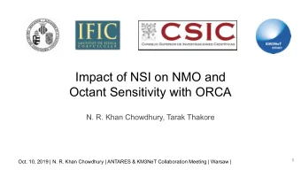 Impact of NSI on NMO and  Octant Sensitivity with ORCA  N. R. Khan Chowdhury, Tarak Thakore  1 Oct.