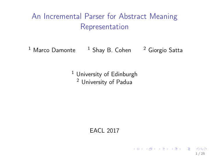 an incremental parser for abstract meaning representation