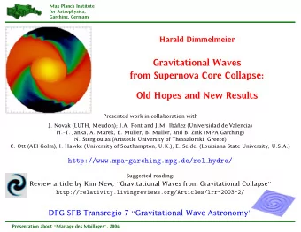 Gravitational Waves  from Supernova Core Collapse:  Old Hopes and New Results  Presented work in