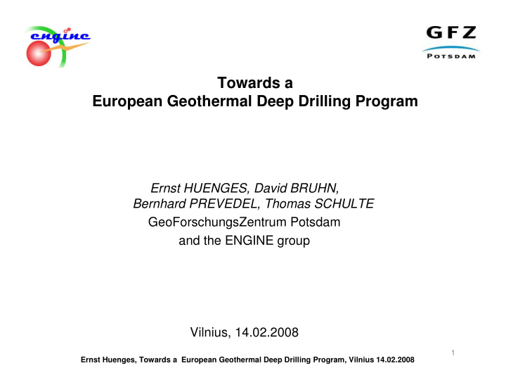 towards a european geothermal deep drilling program
