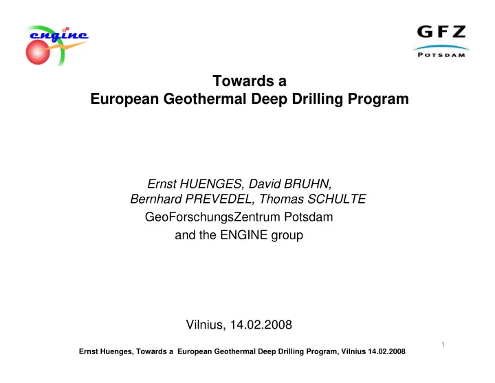 towards a european geothermal deep drilling program