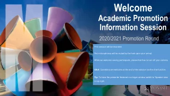 Welcome  Academic Promotion  Information Session  2020/2021 Promotion Round  This session will be