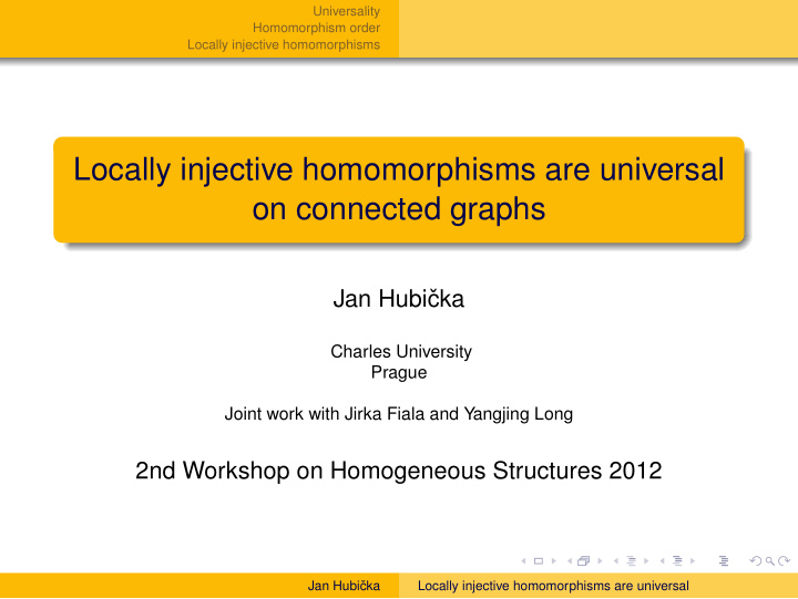 locally injective homomorphisms are universal on