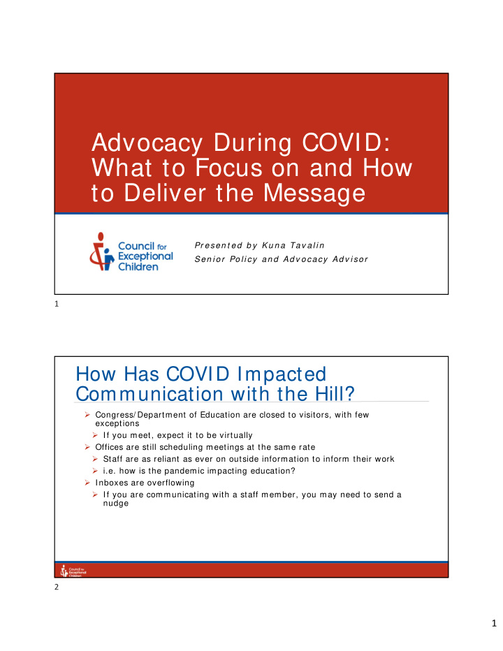 advocacy during covid what to focus on and how to deliver