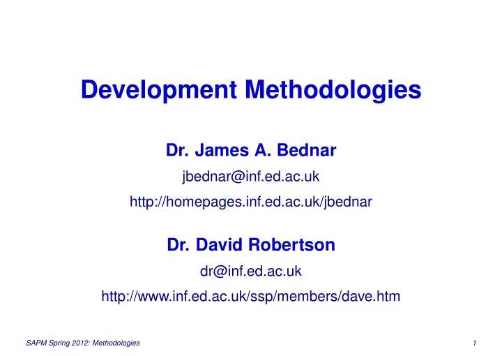 development methodologies