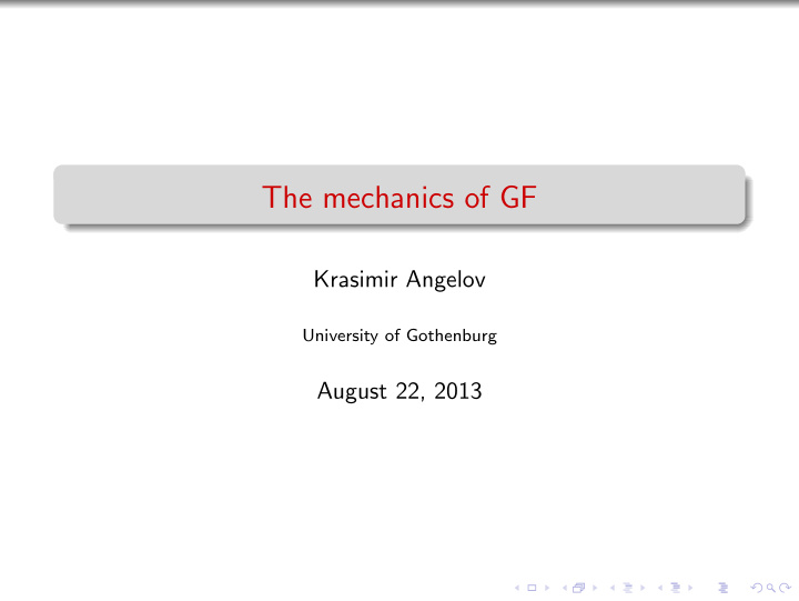 the mechanics of gf