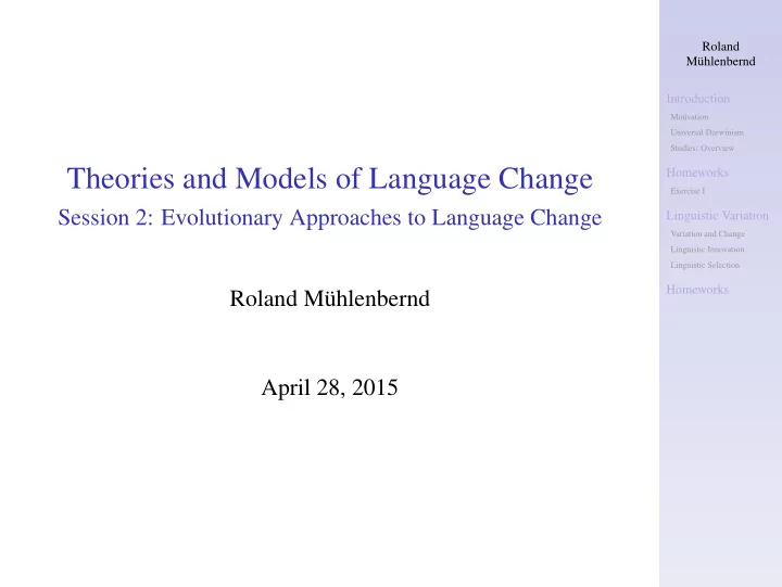 theories and models of language change