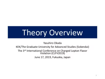 Theory Overview  Yasuhiro Okada  KEK/The Graduate University for Advanced Studies (Sokendai) The 3