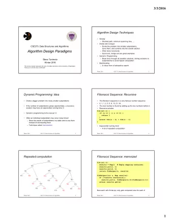 Algorithm Design Paradigms   Often done recursively   Quick sort, merge sort are great