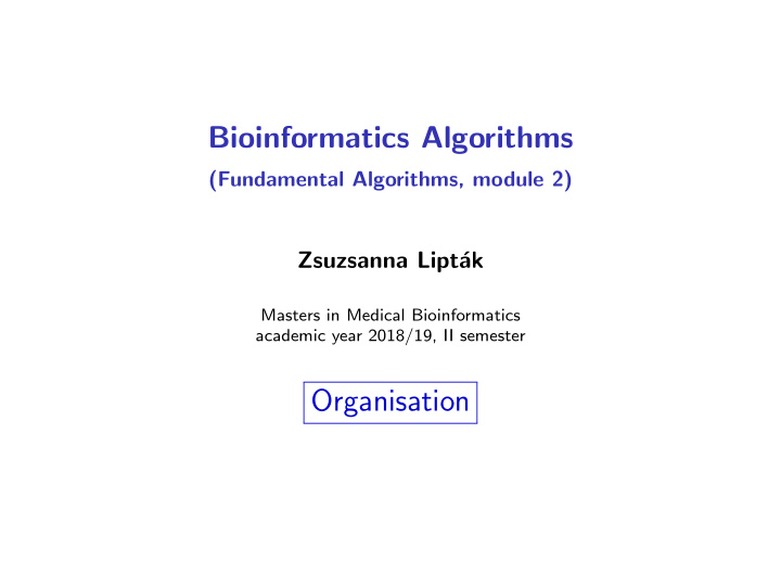 bioinformatics algorithms