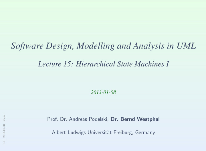 software design modelling and analysis in uml