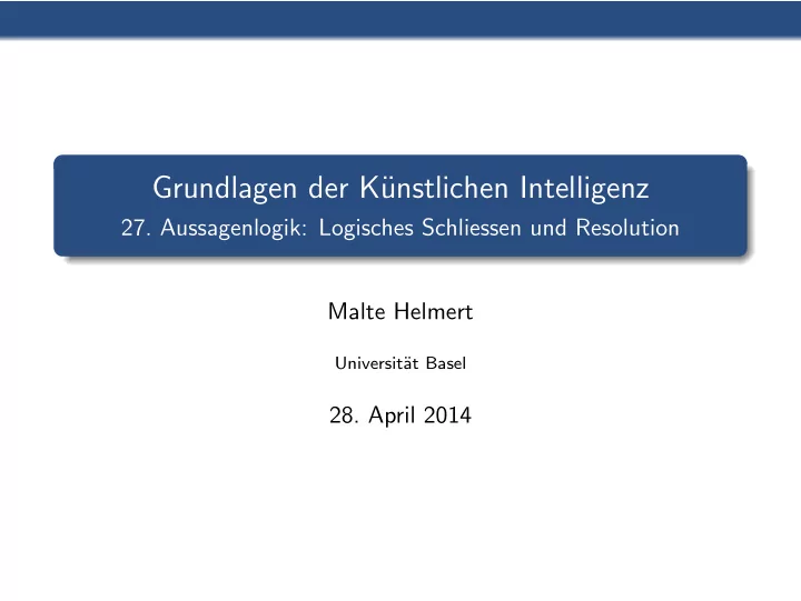 grundlagen der k unstlichen intelligenz