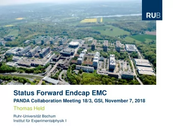 Status Forward Endcap EMC  PANDA Collaboration Meeting 18/3, GSI, November 7, 2018  Thomas Held