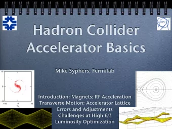 Hadron Collider  Accelerator Basics  Mike Syphers, Fermilab  Introduction; Magnets; RF Acceleration