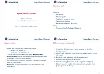 Agent-Based Systems  Bargaining  Alternating offers  Michael Rovatsos  Negotiation