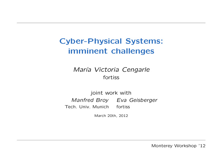 cyber physical systems imminent challenges