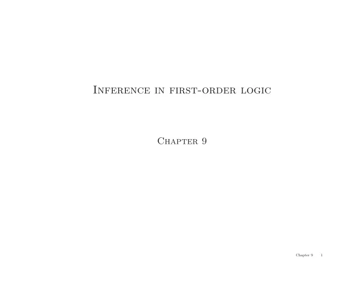 inference in first order logic