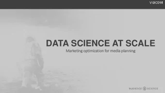 DATA SCIENCE AT SCALE  Mar  arketin  ing op  optimization for media  ia plan  lannin  ing Data
