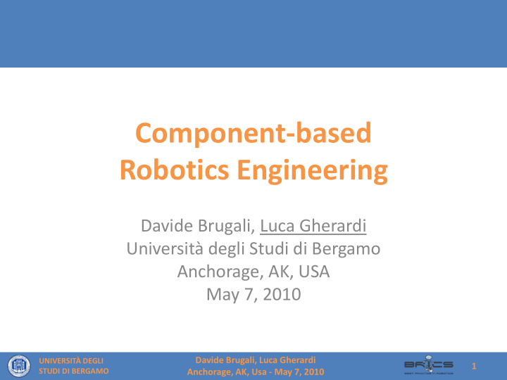 component based robotics engineering