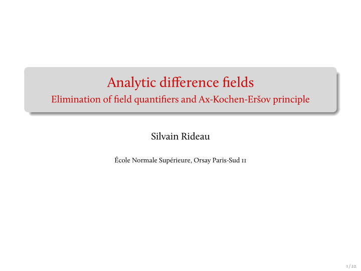 analytic difference fields