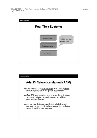 Real-  -Time Systems  Time Systems  Real  Ada 95  Specification  Clocks, time, delay  Task