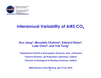 Overview  Atmospheric Infrared Sounder  Pasadena, California  Motivation  Data