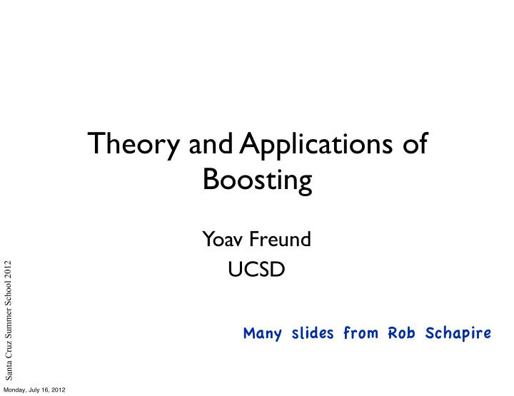 theory and applications of boosting
