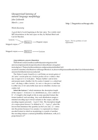 Unsupervised learning of  natural language morphology  John Goldsmith March 1 , 2010