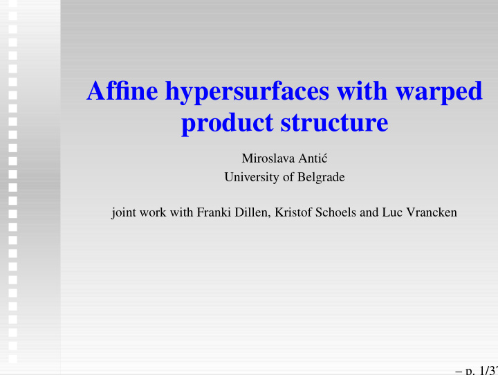 affine hypersurfaces with warped product structure