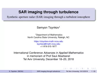 SAR imaging through turbulence  Synthetic aperture radar (SAR) imaging through a turbulent