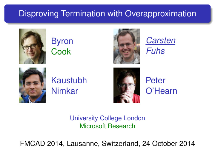 disproving termination with overapproximation carsten