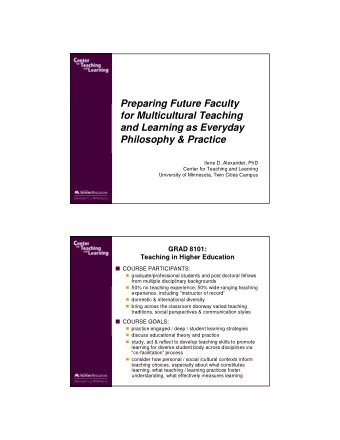 Preparing Future Faculty  for Multicultural Teaching  and Learning as Everyday  Philosophy &amp;