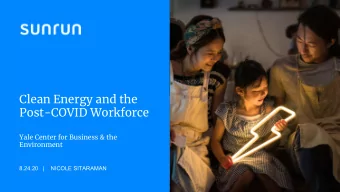 Clean Energy and the  Post-COVID Workforce  Yale Center for Business &amp; the  Environment