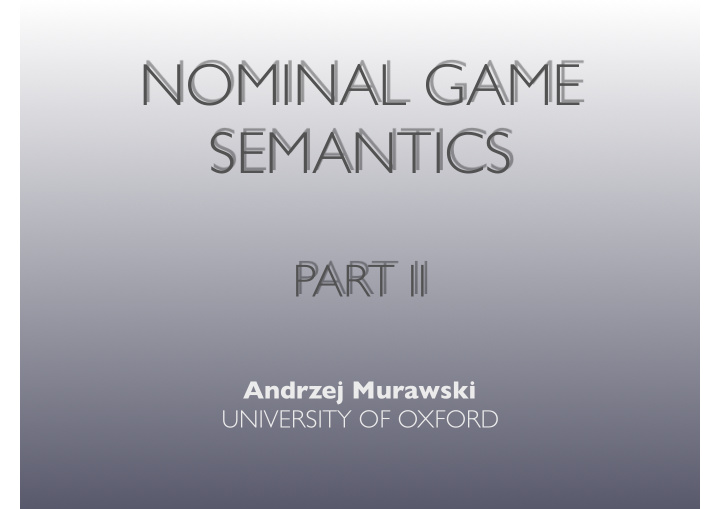 nominal game semantics