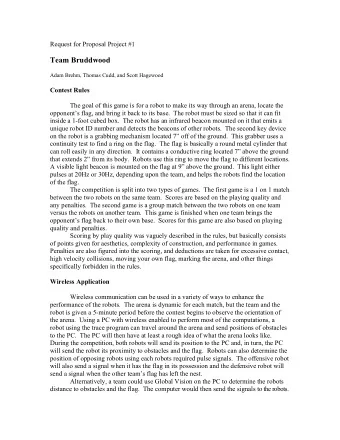 Team Bruddwood  Adam Brehm, Thomas Cudd, and Scott Hagewood  Contest Rules  The goal of this game