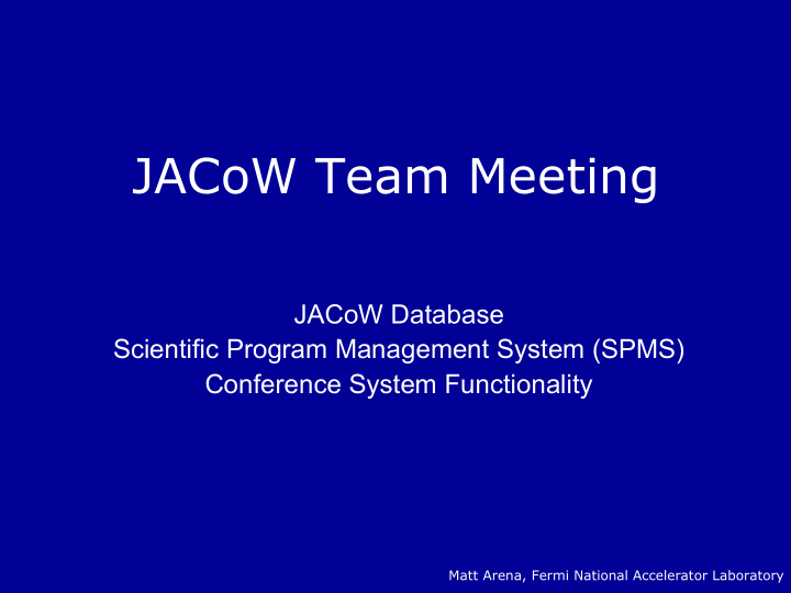 jacow team meeting