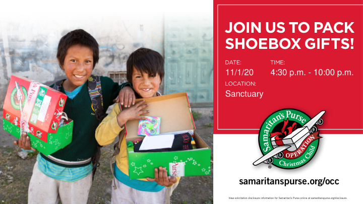 join us to pack shoebox gifts
