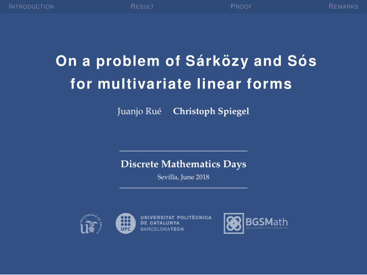 on a problem of s ark ozy and s os for multivariate