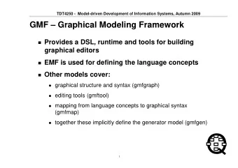 Q  1  TDT4250 -  Model-driven Development of Information Systems, Autumn 2009  Overview of GMF