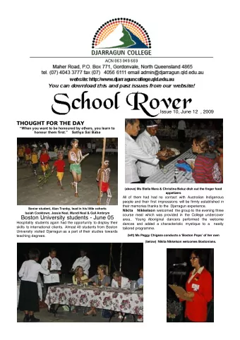 Boston University students - June 05  area.. Young Aboriginal dancers performed the welcome