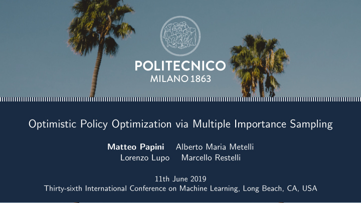 optimistic policy optimization via multiple importance