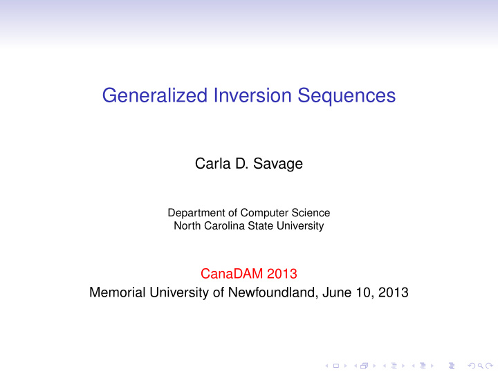 generalized inversion sequences
