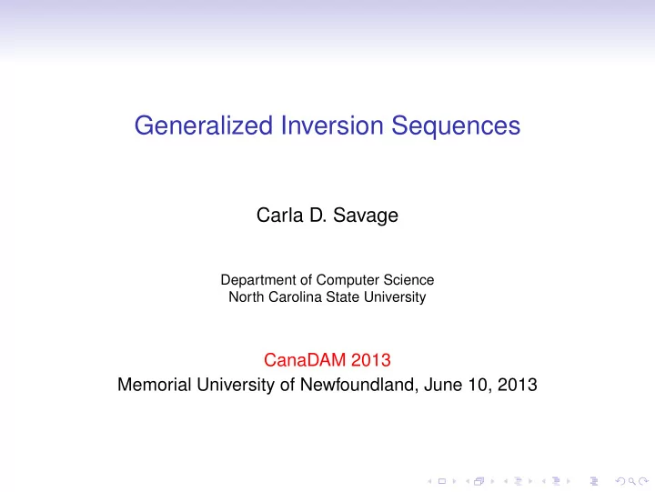 generalized inversion sequences