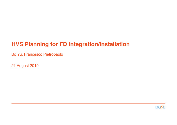 hvs planning for fd integration installation