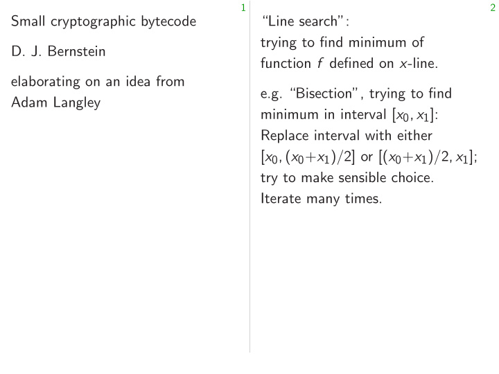 small cryptographic bytecode line search trying to find