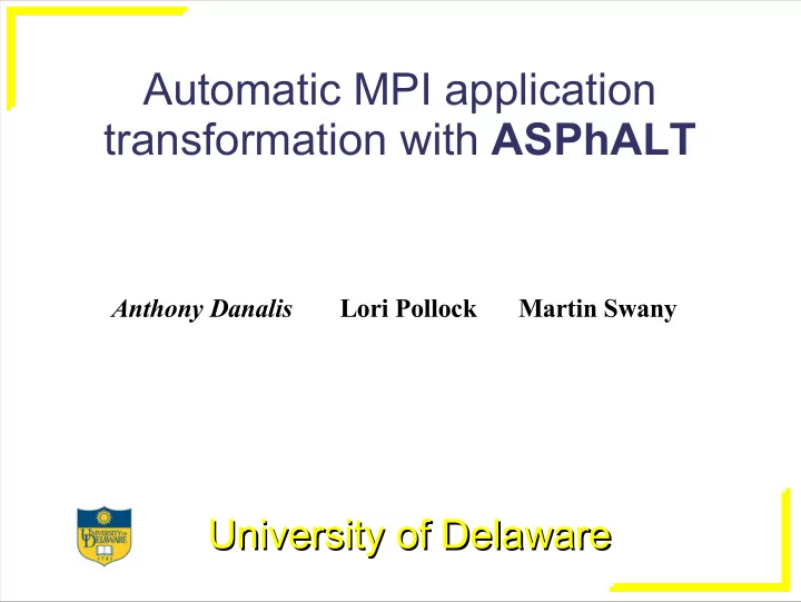 automatic mpi application transformation with asphalt